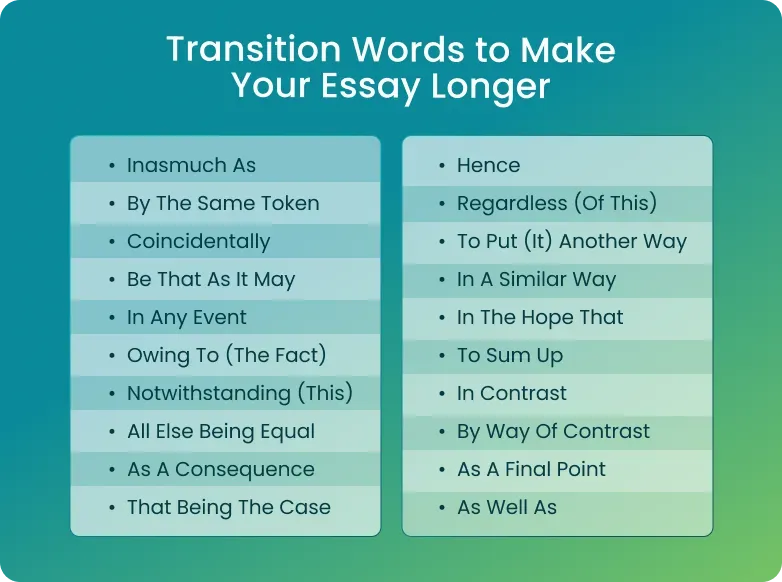 Transition Words to Make Your Essay Longer