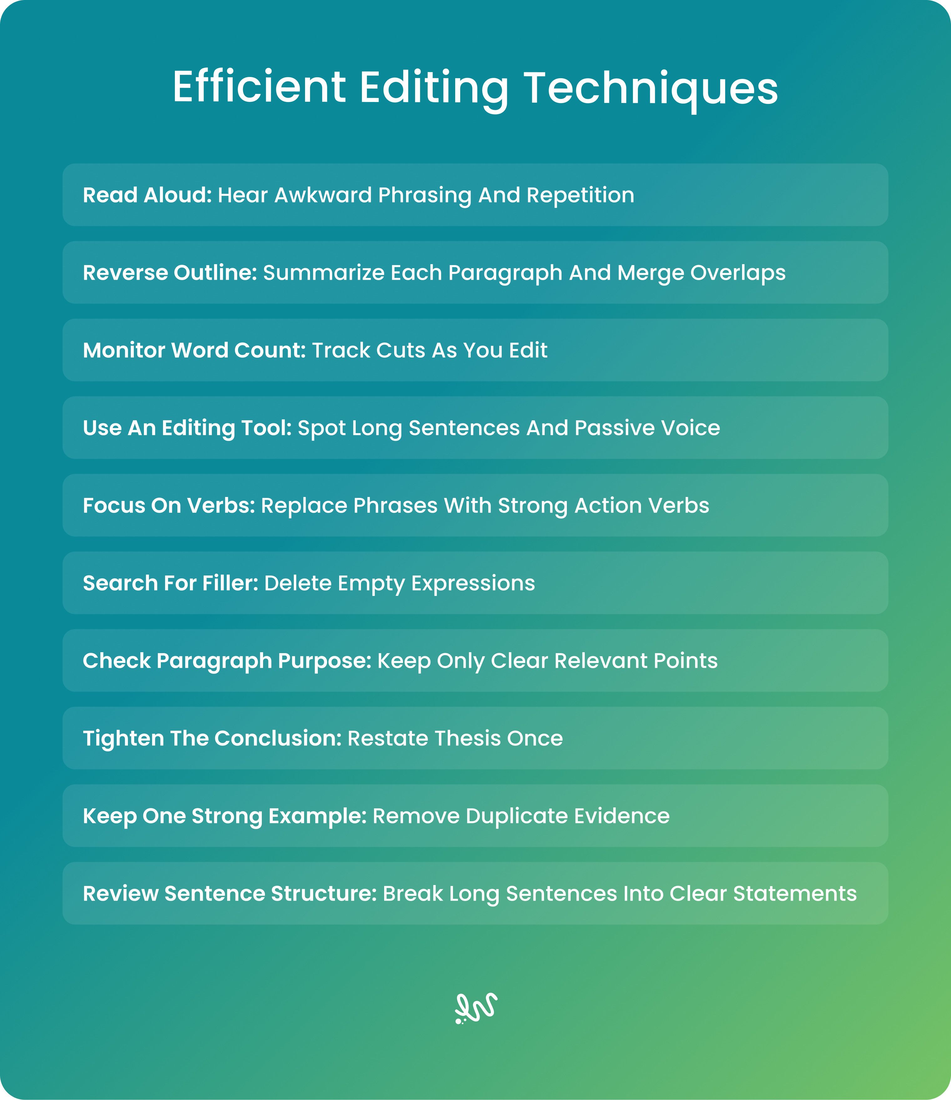 Efficient Editing Techniques